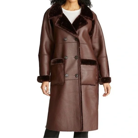 Rebecca Minkoff Women’s Shearling Lined Leather Coat - Picture 2 of 15